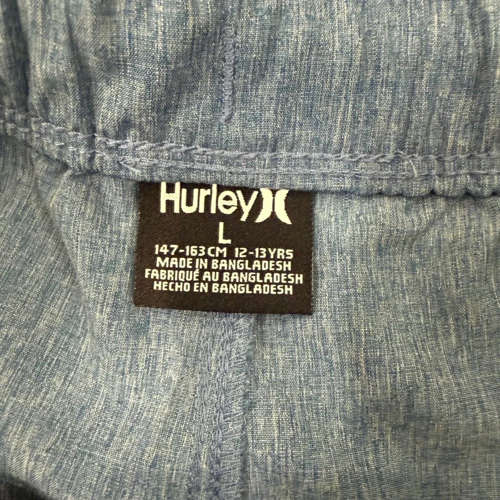 Hurley Boys Blue Heathered‎ Swim Trunks Board Shorts Size L 12/13 Elastic Waist